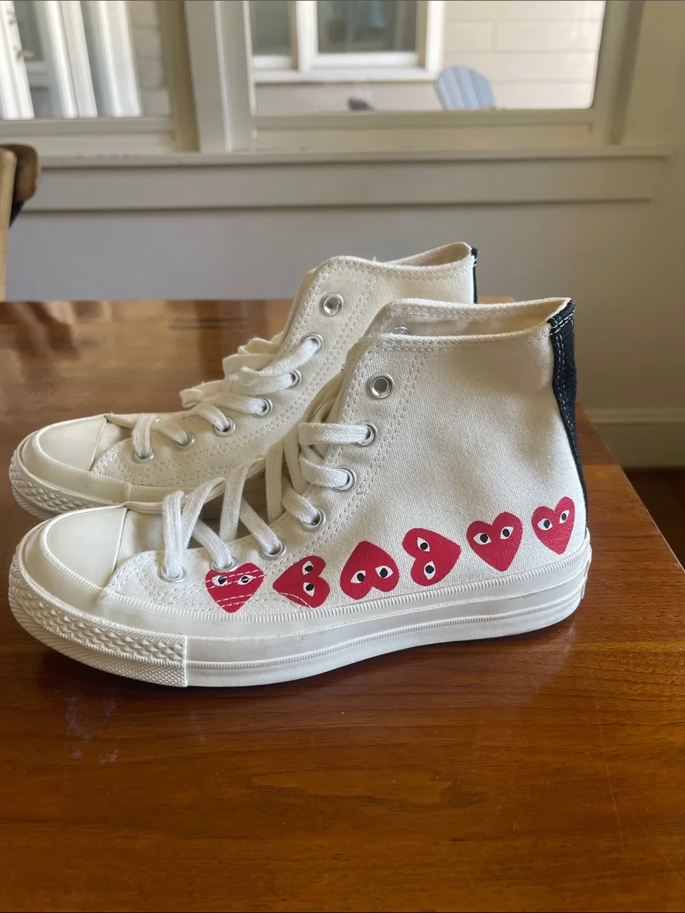 Comme des Garçons Red Heart High-Top Sneakers by Converse